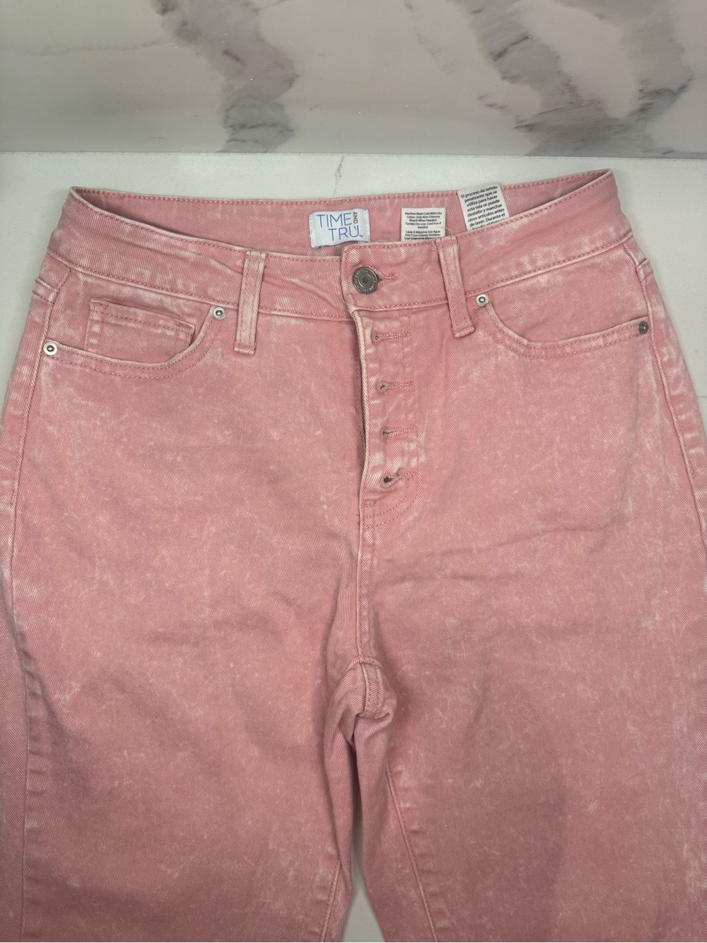 Women's Pink High-Rise Button-Fly Jeans